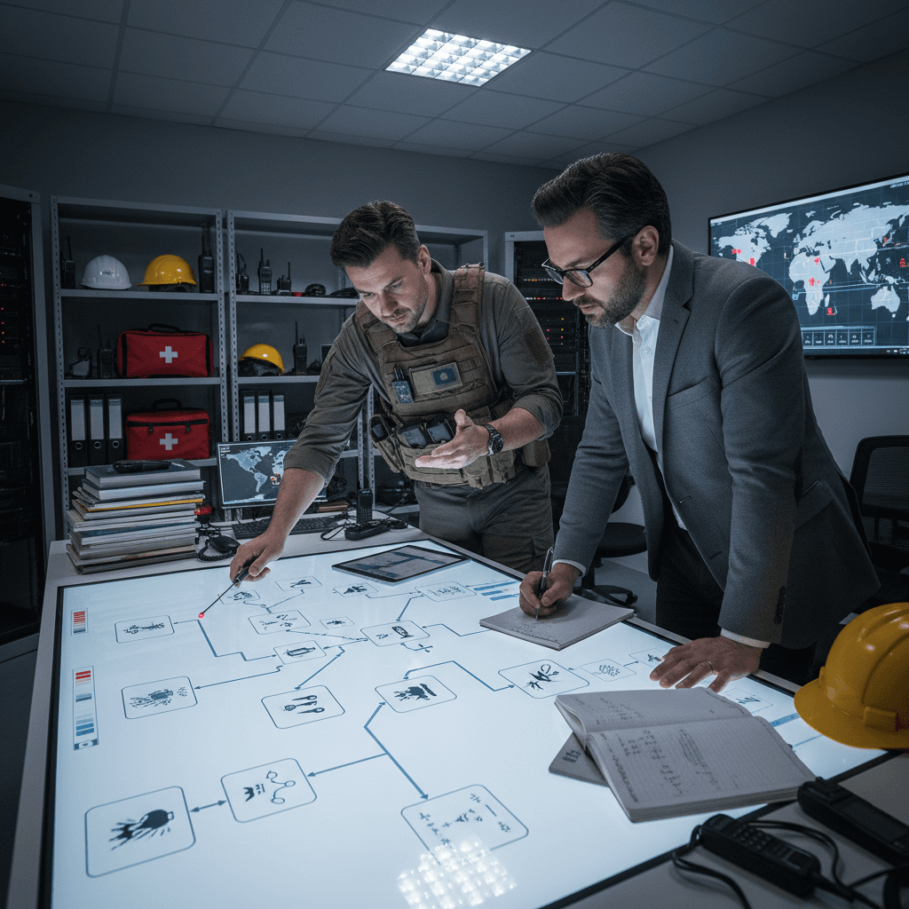 Brian Burk and Tiran Dagan collaborating on preparedness strategy