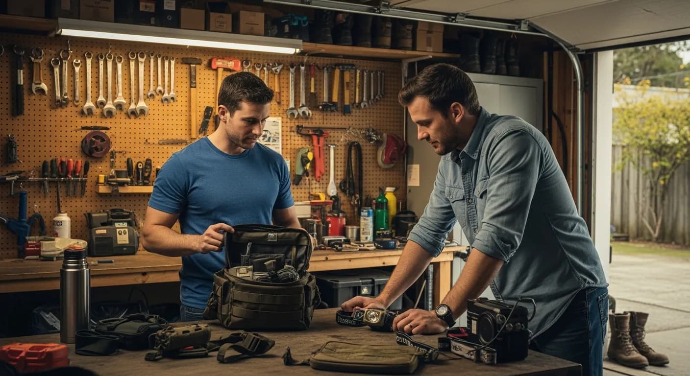 Family reviewing their emergency preparedness plan together